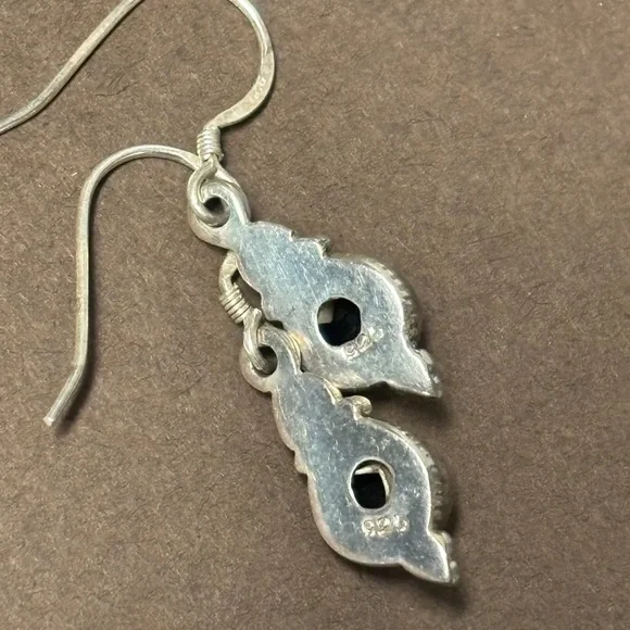 Sterling Silver Black Onyx Drop Earrings – 925 - Picture 3 of 3